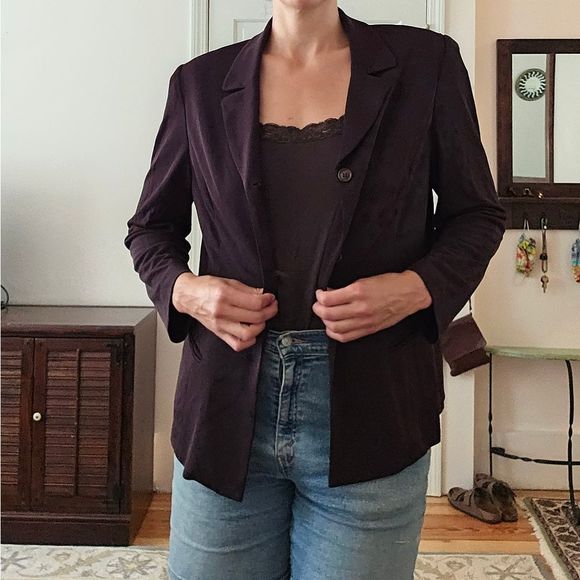 Tamotsu New York 3 button plus size burgundy blazer for work or casual - Picture 1 of 8